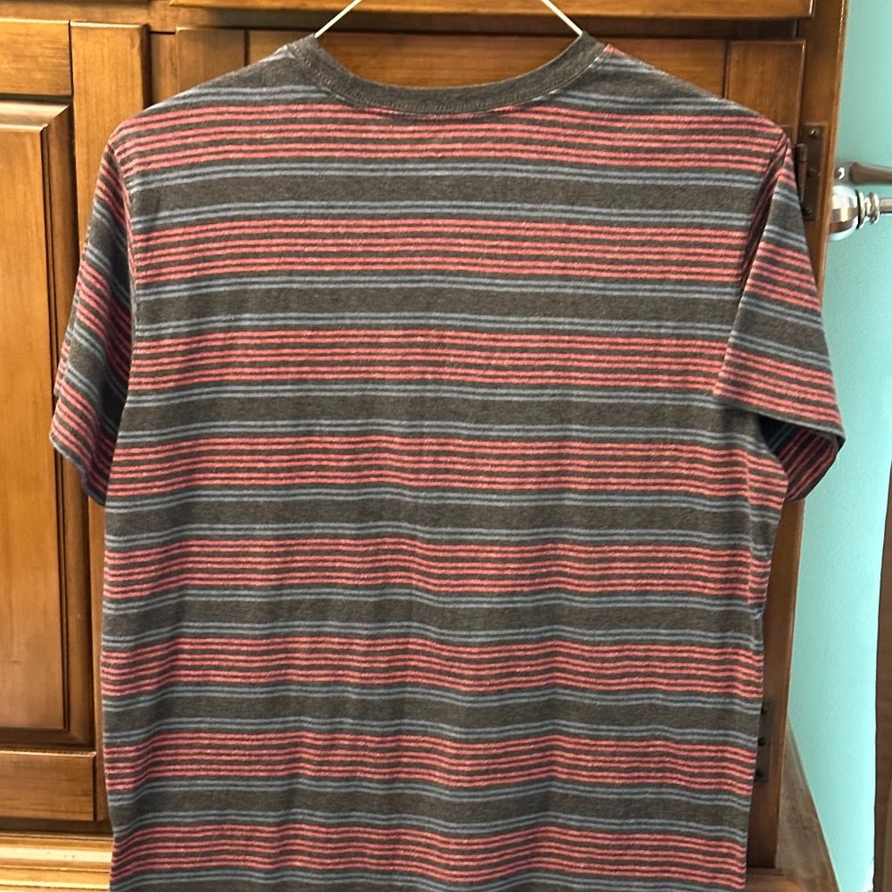 Men's/ teens Op shirt. 1 grey, blue and red striped T-shirt, size medium.